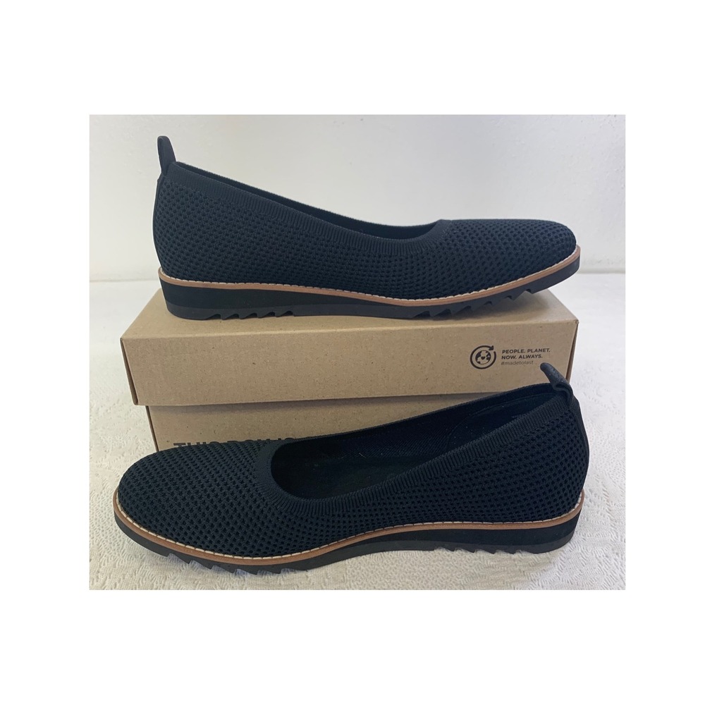 Eileen Fisher Black Stretch Knit Mesh Flats Shoes Womens 10 Slip On Comfort